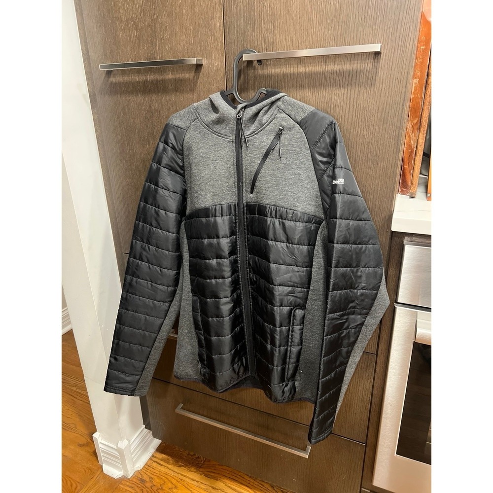 Avalanche men's insulated combo woven knit jacket hoodie black gray men's medium